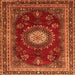 Round Machine Washable Persian Orange Traditional Area Rugs, wshtr1395org