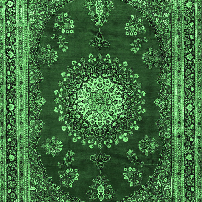 Machine Washable Persian Emerald Green Traditional Area Rugs, wshtr1395emgrn