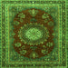 Round Machine Washable Persian Green Traditional Area Rugs, wshtr1395grn