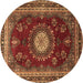 Round Persian Brown Traditional Rug, tr1395brn