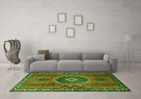 Machine Washable Persian Green Traditional Rug, wshtr1396grn