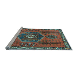 Sideview of Machine Washable Persian Light Blue Traditional Rug, wshtr1396lblu