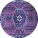 Round Persian Blue Traditional Rug, tr1396blu