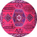 Round Persian Pink Traditional Rug, tr1396pnk