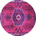 Round Persian Purple Traditional Rug, tr1396pur