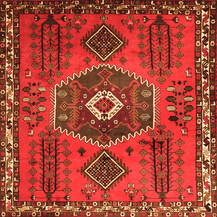 Round Machine Washable Persian Orange Traditional Area Rugs, wshtr1396org