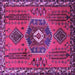 Square Machine Washable Persian Purple Traditional Area Rugs, wshtr1396pur