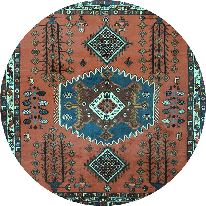 Round Machine Washable Persian Light Blue Traditional Rug, wshtr1396lblu