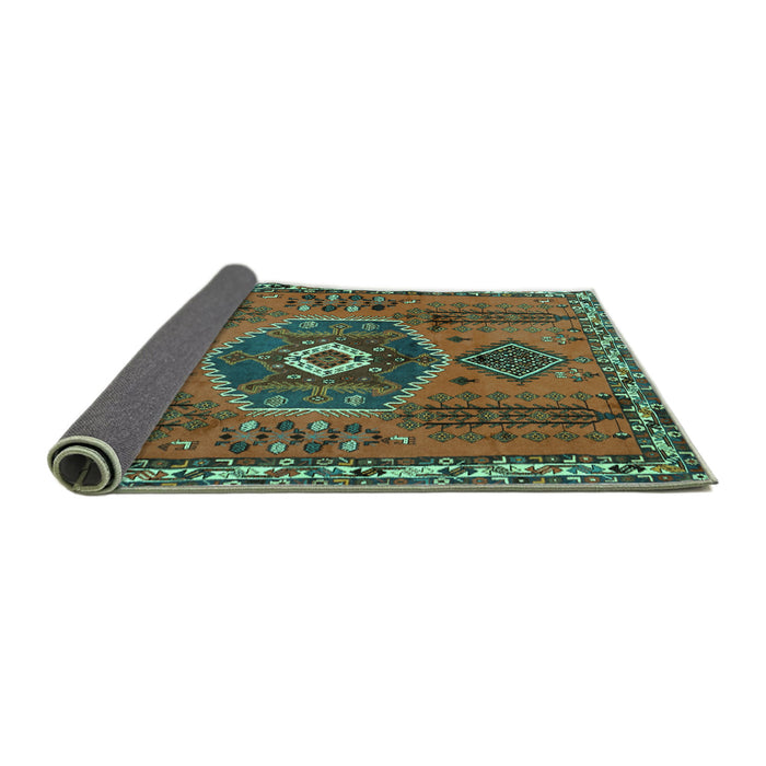 Sideview of Persian Turquoise Traditional Rug, tr1396turq