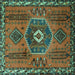 Square Machine Washable Persian Turquoise Traditional Area Rugs, wshtr1396turq