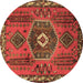 Round Persian Brown Traditional Rug, tr1396brn