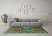 Machine Washable Persian Turquoise Traditional Area Rugs in a Living Room,, wshtr1396turq