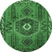 Round Persian Emerald Green Traditional Rug, tr1396emgrn