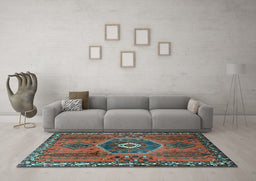 Machine Washable Persian Light Blue Traditional Rug in a Living Room, wshtr1396lblu
