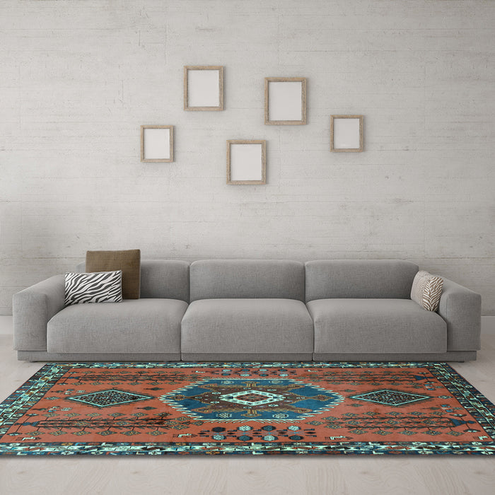 Machine Washable Persian Light Blue Traditional Rug in a Living Room, wshtr1396lblu