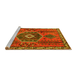 Sideview of Machine Washable Persian Yellow Traditional Rug, wshtr1396yw