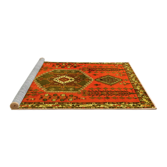 Sideview of Machine Washable Persian Yellow Traditional Rug, wshtr1396yw