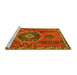 Sideview of Machine Washable Persian Yellow Traditional Rug, wshtr1396yw