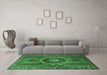 Machine Washable Persian Emerald Green Traditional Area Rugs in a Living Room,, wshtr1396emgrn