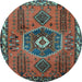 Round Persian Light Blue Traditional Rug, tr1396lblu