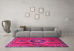 Machine Washable Persian Pink Traditional Rug in a Living Room, wshtr1396pnk