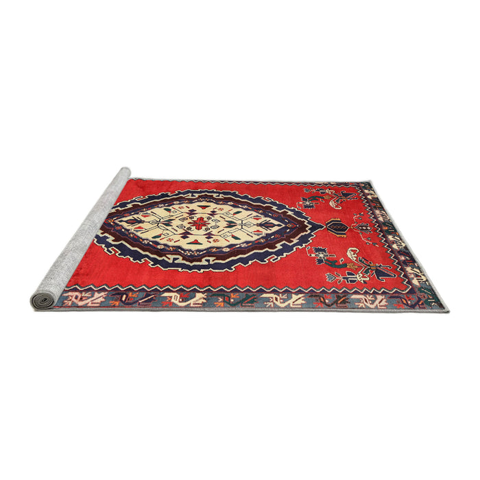 Sideview of Machine Washable Traditional Red Rug, wshtr1397
