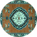 Round Medallion Turquoise Traditional Rug, tr1397turq