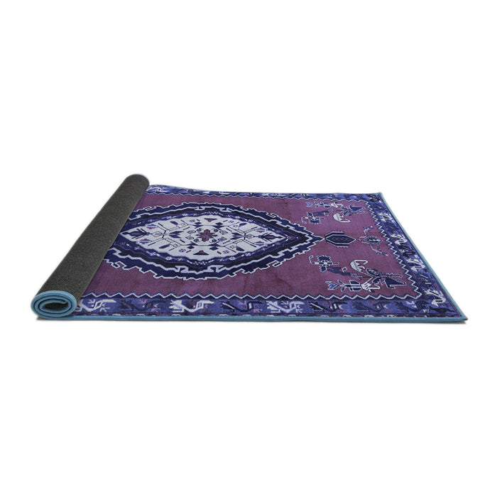 Sideview of Medallion Blue Traditional Rug, tr1397blu