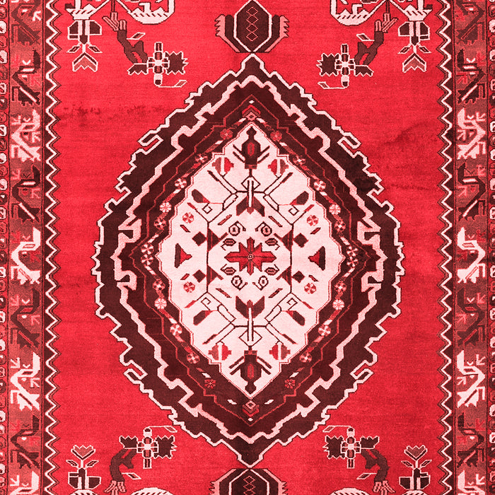 Machine Washable Medallion Red Traditional Rug, wshtr1397red