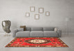 Machine Washable Medallion Orange Traditional Area Rugs in a Living Room, wshtr1397org