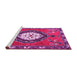 Sideview of Machine Washable Medallion Pink Traditional Rug, wshtr1397pnk