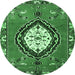 Round Medallion Emerald Green Traditional Rug, tr1397emgrn