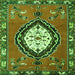 Serging Thickness of Medallion Green Traditional Rug, tr1397grn