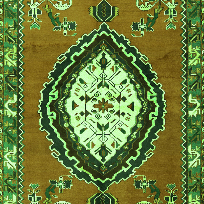Serging Thickness of Machine Washable Medallion Green Traditional Area Rugs, wshtr1397grn