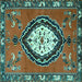 Square Medallion Turquoise Traditional Rug, tr1397turq