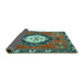 Sideview of Medallion Turquoise Traditional Rug, tr1397turq