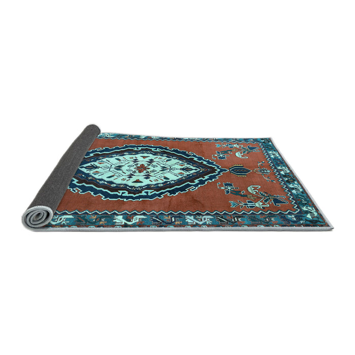 Sideview of Medallion Light Blue Traditional Rug, tr1397lblu
