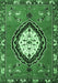 Machine Washable Medallion Emerald Green Traditional Area Rugs, wshtr1397emgrn