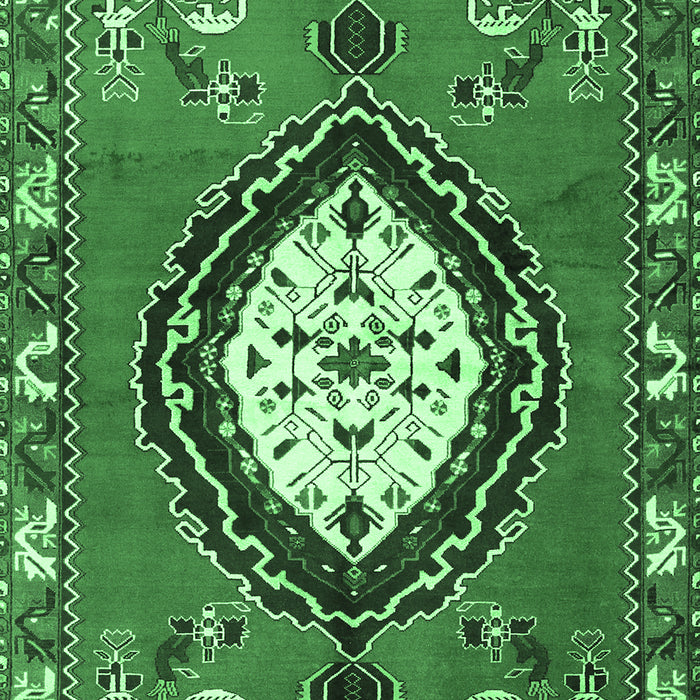 Machine Washable Medallion Emerald Green Traditional Area Rugs, wshtr1397emgrn