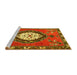 Sideview of Machine Washable Medallion Yellow Traditional Rug, wshtr1397yw