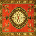 Square Machine Washable Medallion Yellow Traditional Rug, wshtr1397yw