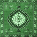 Square Machine Washable Medallion Emerald Green Traditional Area Rugs, wshtr1397emgrn