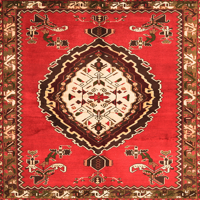 Serging Thickness of Medallion Orange Traditional Rug, tr1397org