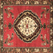 Square Medallion Brown Traditional Rug, tr1397brn