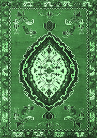 Medallion Emerald Green Traditional Rug, tr1397emgrn