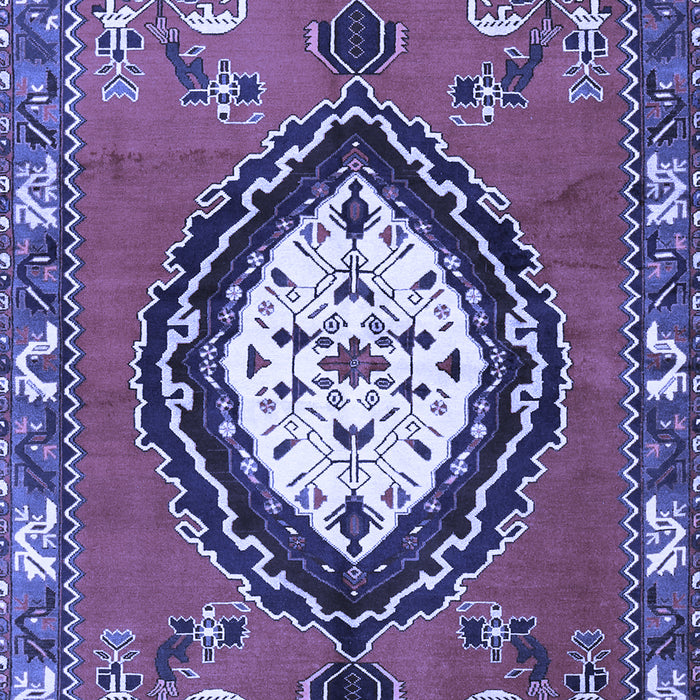 Machine Washable Medallion Blue Traditional Rug, wshtr1397blu