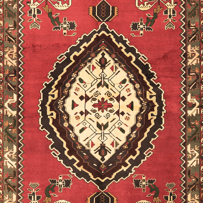 Machine Washable Medallion Brown Traditional Rug, wshtr1397brn