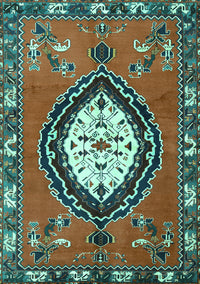 Medallion Turquoise Traditional Rug, tr1397turq