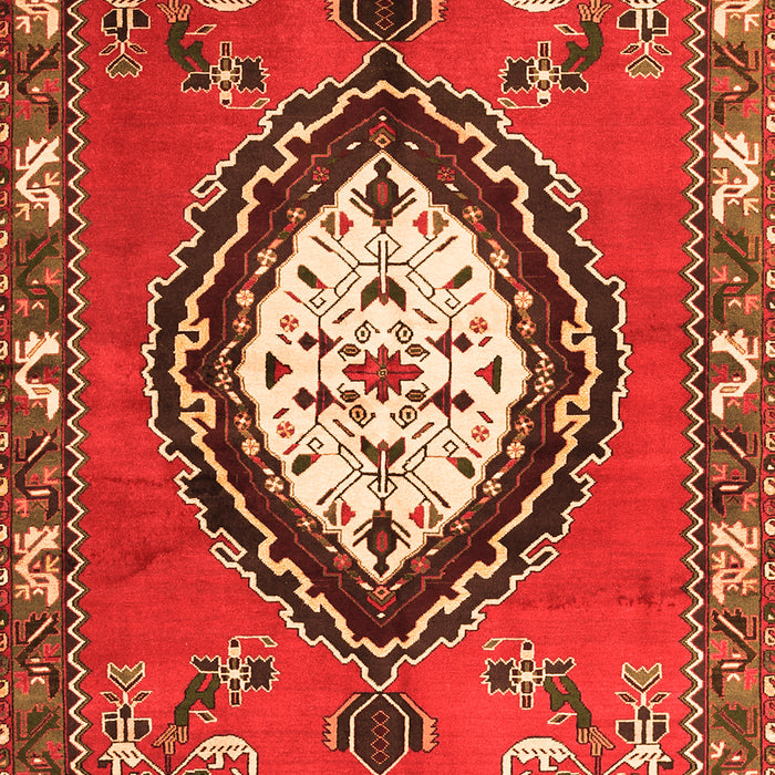 Serging Thickness of Machine Washable Medallion Orange Traditional Area Rugs, wshtr1397org