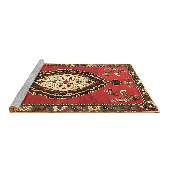 Sideview of Machine Washable Medallion Brown Traditional Rug, wshtr1397brn